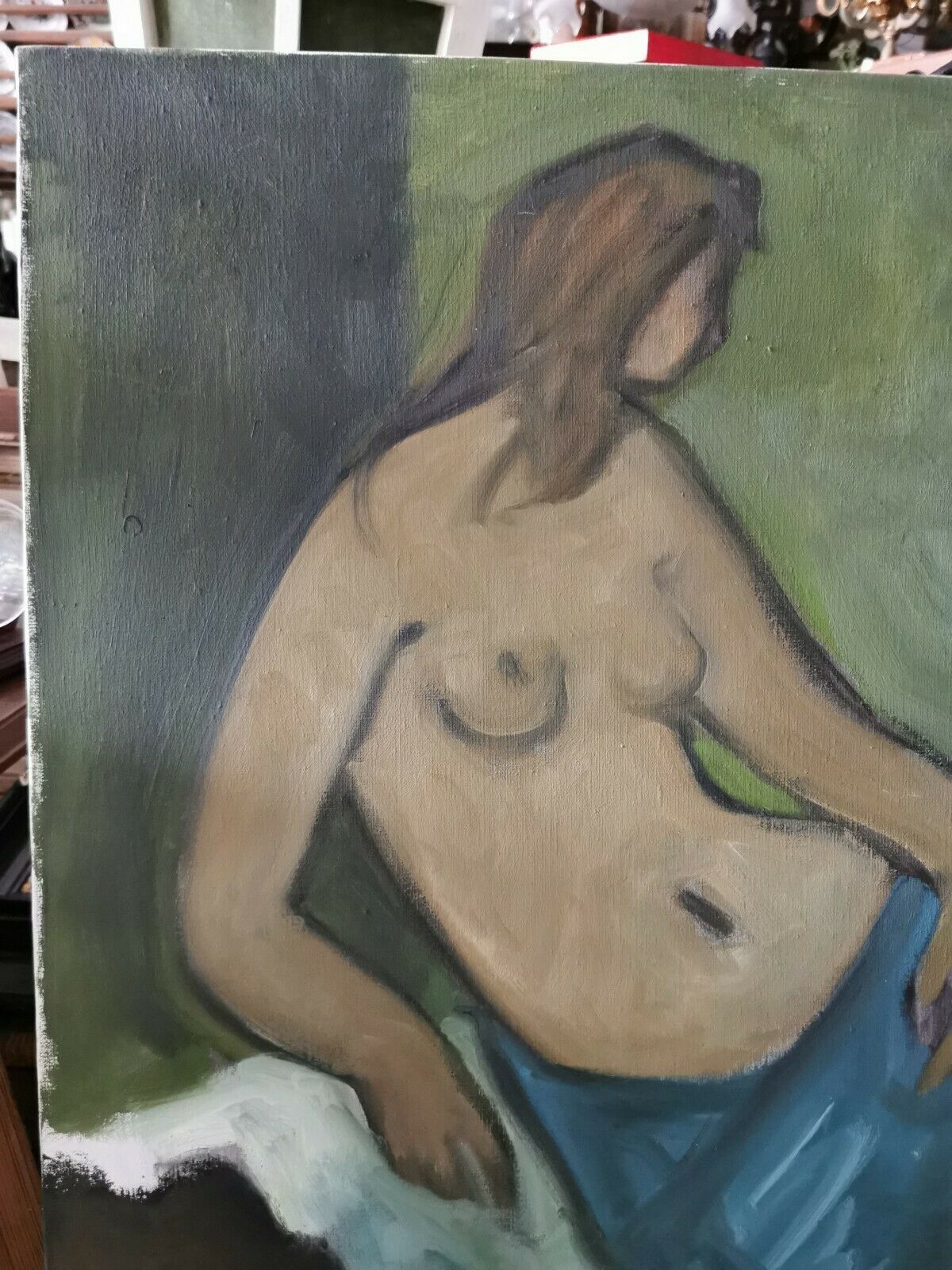 Oil on female nude canvas