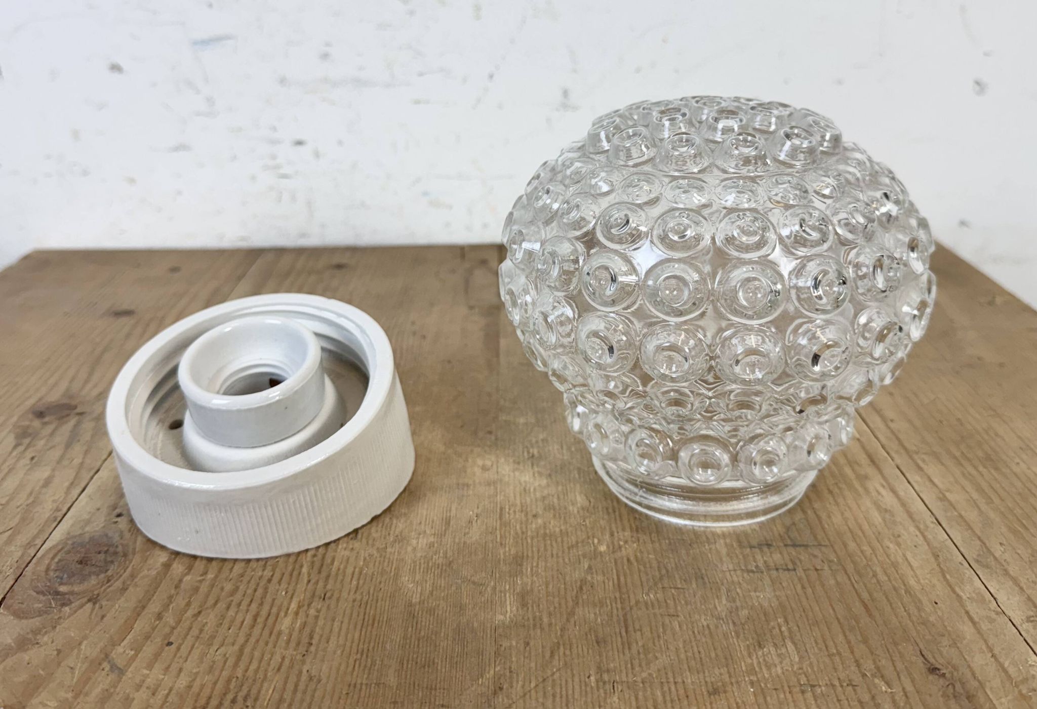 Vintage White Porcelain Wall Light, 1970s