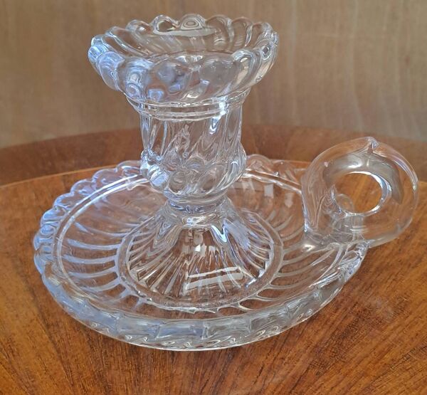 Bougeoir à main en cristal de Baccarat modèle Bambous Tors