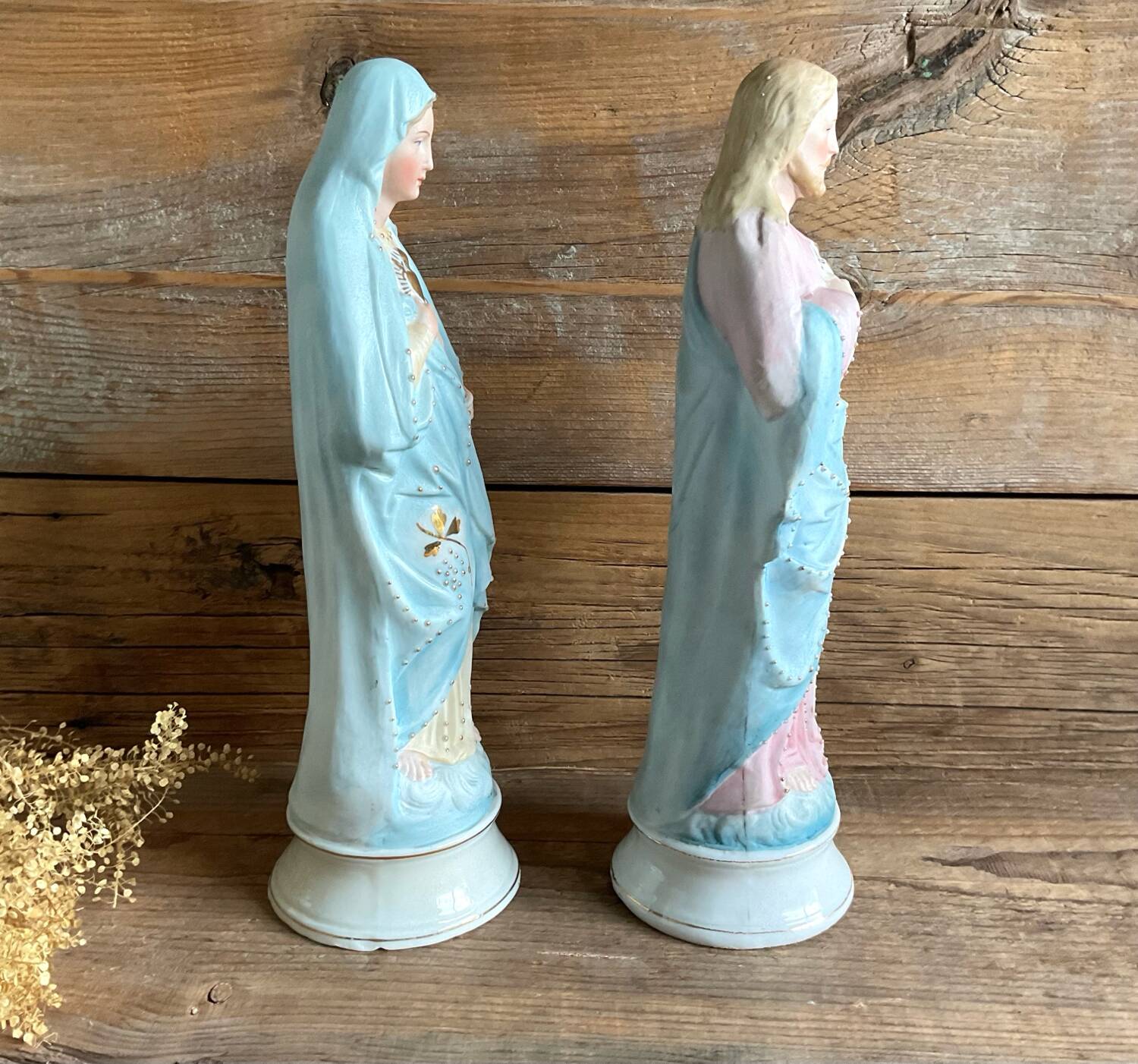2 old religious statuettes from the early 20th century
