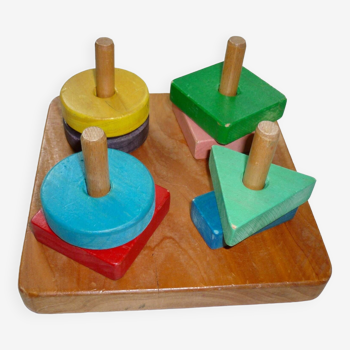 Wooden game stacking geometric shapes