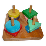 Wooden game stacking geometric shapes