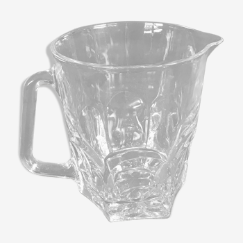 Vintage pitcher in molded glass tempered translucent 16.5 cm