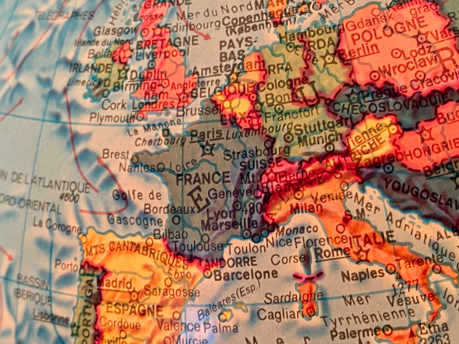 World map lamp Scan-globe Denmark vintage 1972 swivel & tiltable