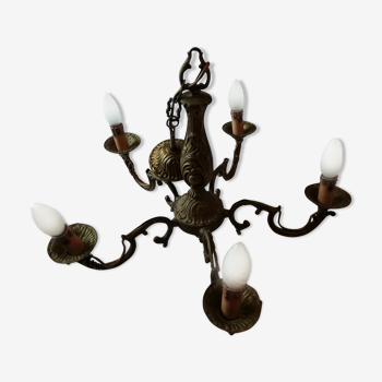 Bronze chandelier with 5 branches of light. 19th century.