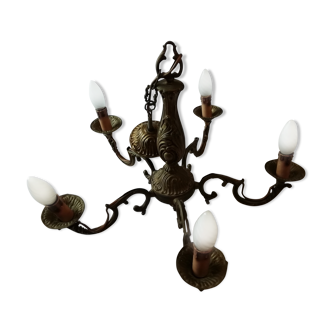 Lustre en bronze à 5 branches de lumieres XIXéme