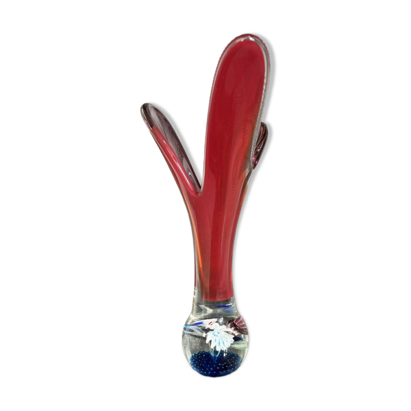 Vase tulipe vintage style Murano à base sulfure (1960)