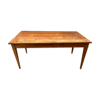 Table de ferme à repas à manger en bois massif avec 1 tiroir 1930 156x76x72cm
