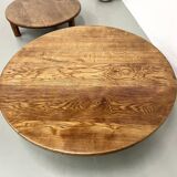 Duo of large modernist tripod coffee tables