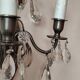 Wall light in tinned brass and crystal pendants - rococo light 2 lights