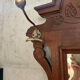 Antique oak carved coat stand, mirror and umbrella stand — late 19th century