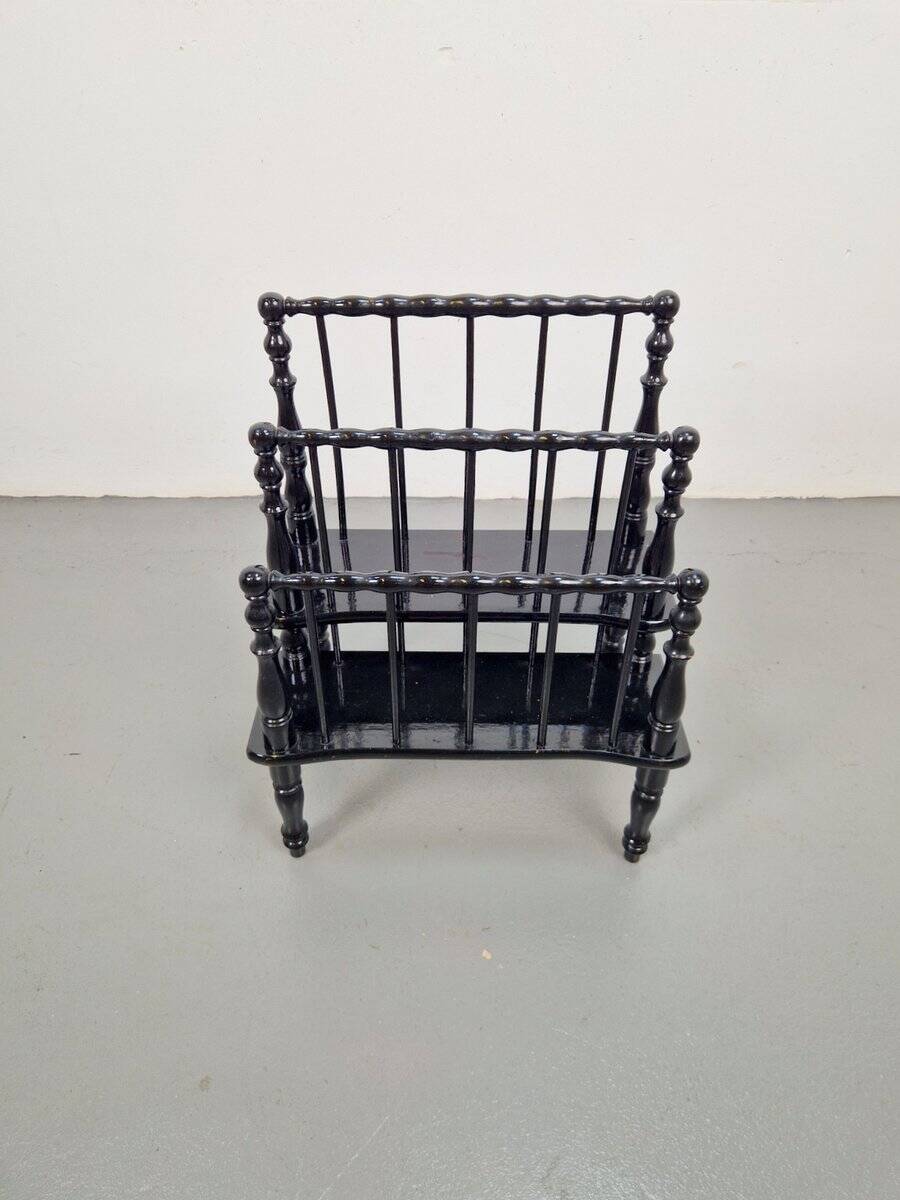 Antique Wooden Bobbin Canterbury Magazine Rack, 1890