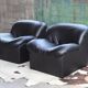 Fauteuil sculpturale rembourrée post-moderne 1980