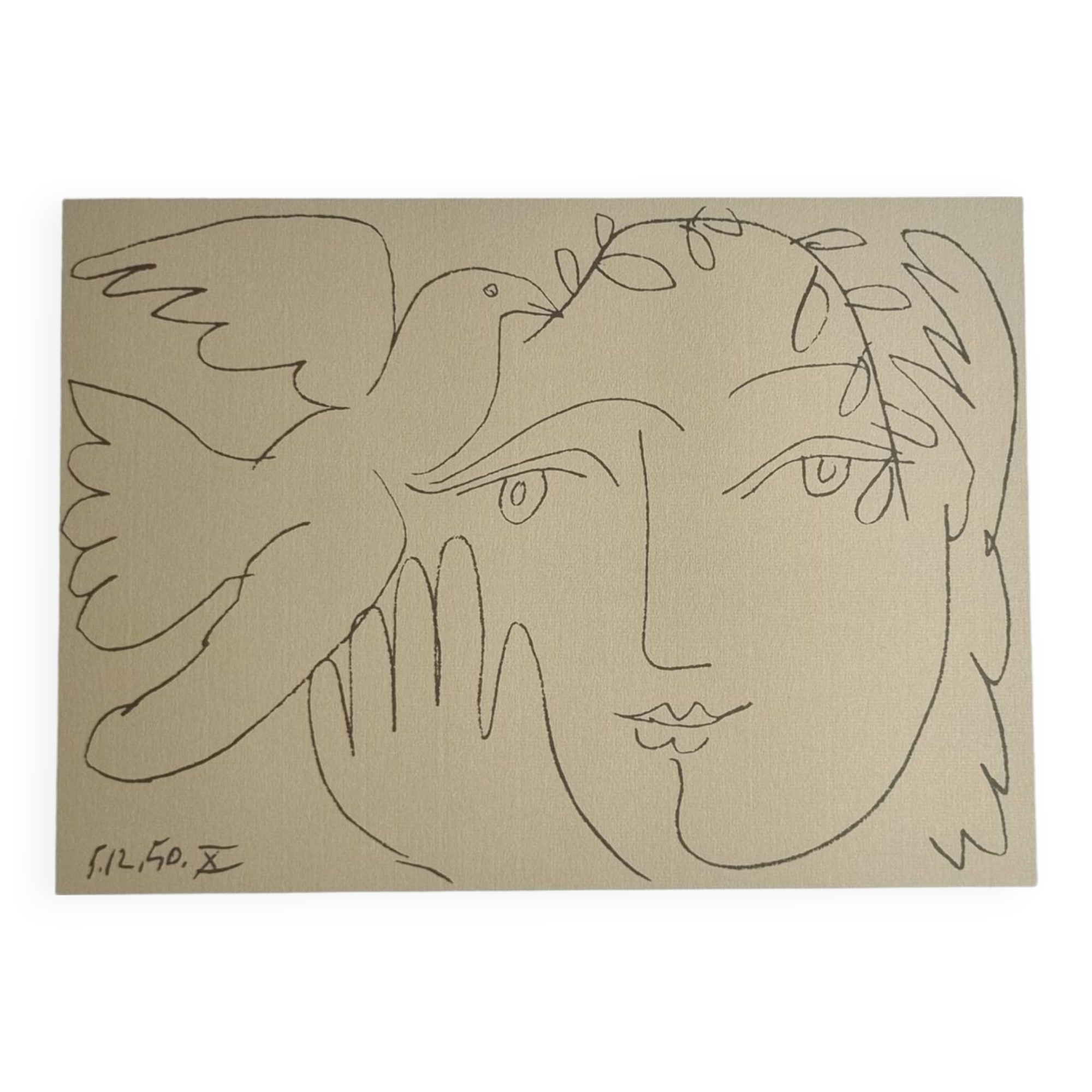 Vintage offset print after Pablo Picasso, "The Face of Peace", 40 x50 cm