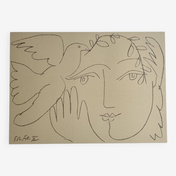 Impression offset vintage d'après Pablo Picasso, "Le Visage de la Paix", 40 x50 cm