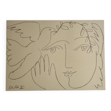Vintage offset print after Pablo Picasso, "The Face of Peace", 40 x50 cm