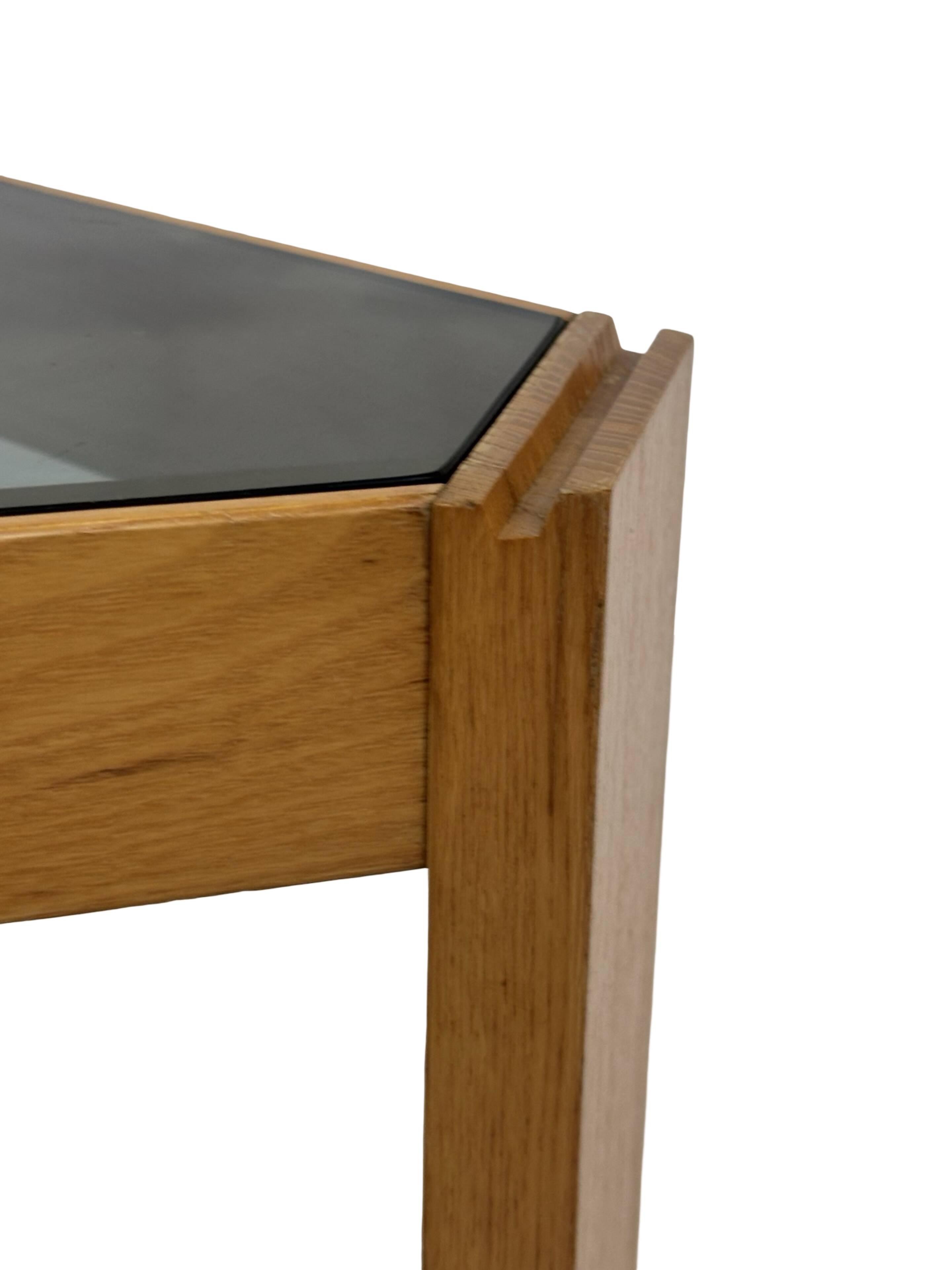 Vintage side table by Porada Arredi, 1970s wood and glass