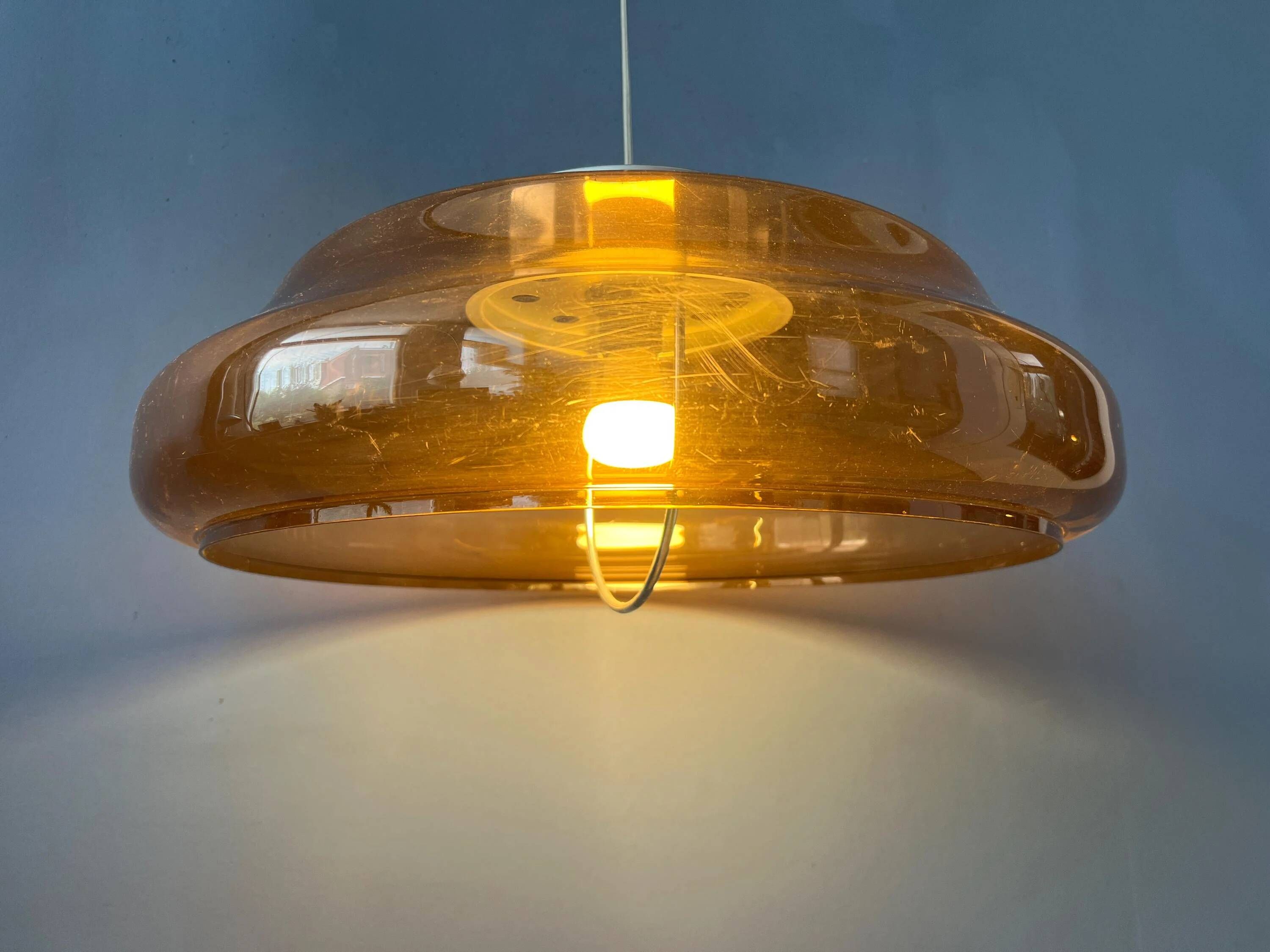 Suspension Space Age UFO en plexiglas orange/marron