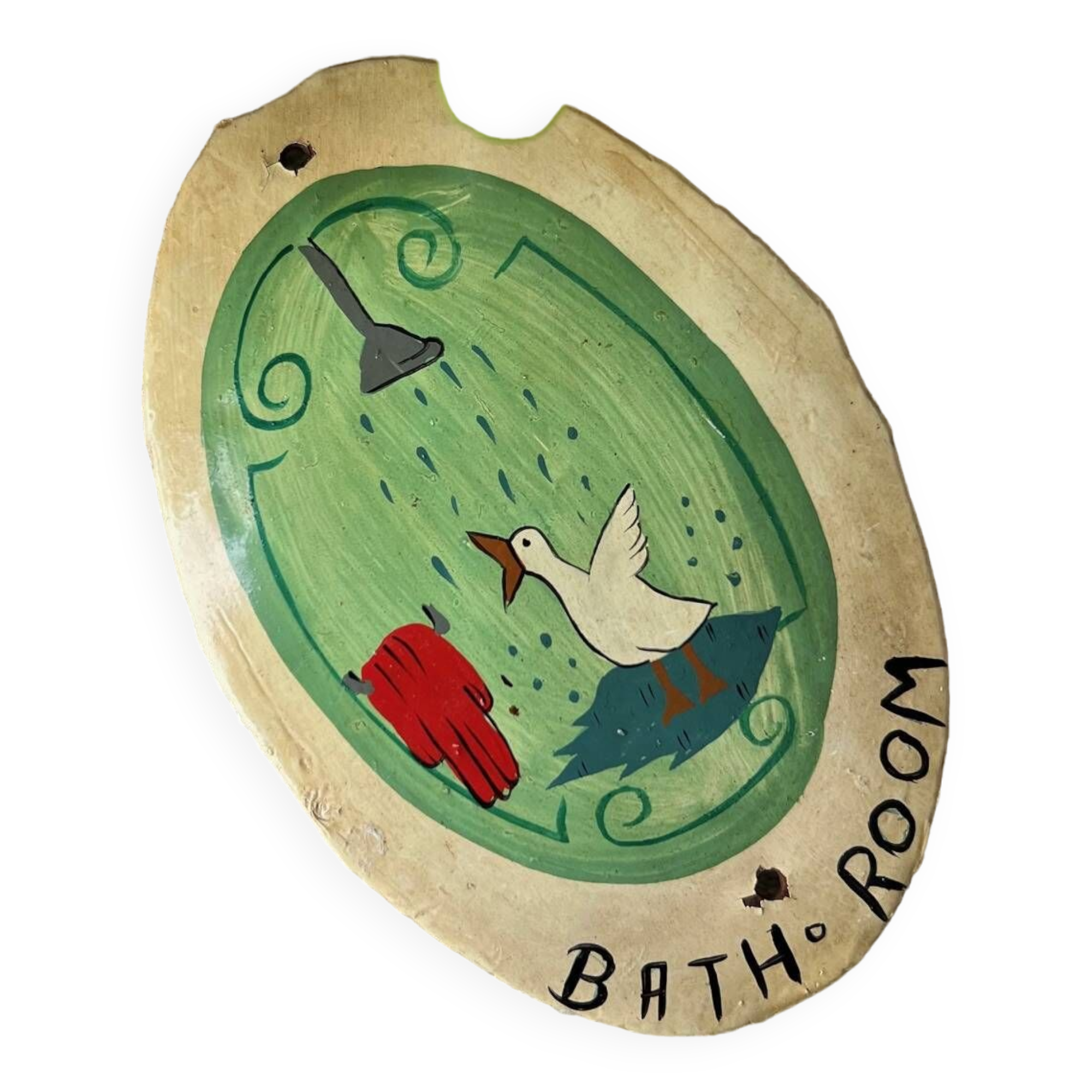 Old enameled plaque “Bathroom”