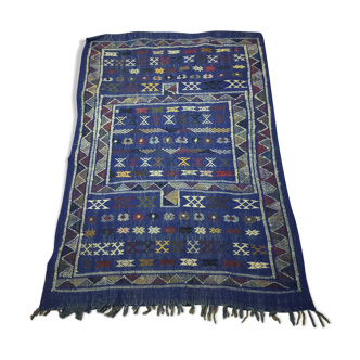 Tapis kilim marocain bleu électrique 100x140cm