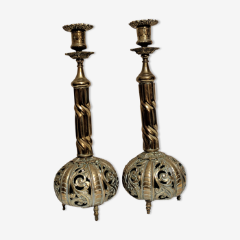 Pair of bronze candle holders from the 19th century