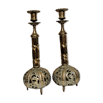 Pair of bronze candle holders from the 19th century