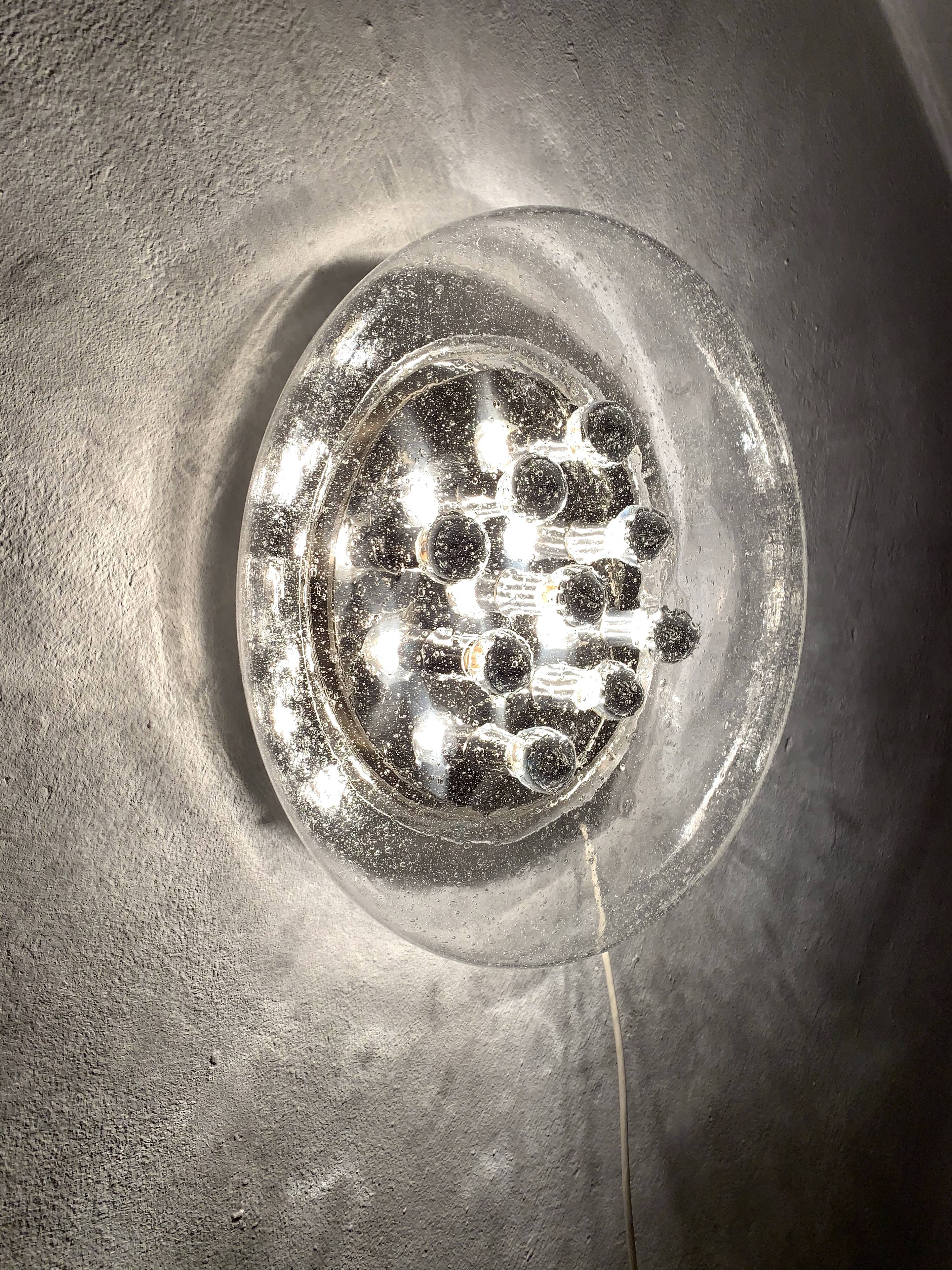 Large Bubble Glass Mushroom Flush Lamp