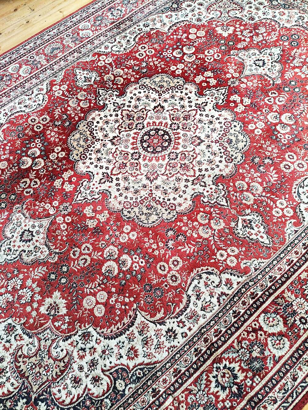 Large vintage carpet pure wool Persian design 240x340cm French made