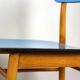 Vintage blue Formica & wood chairs, 1960s, set of 2