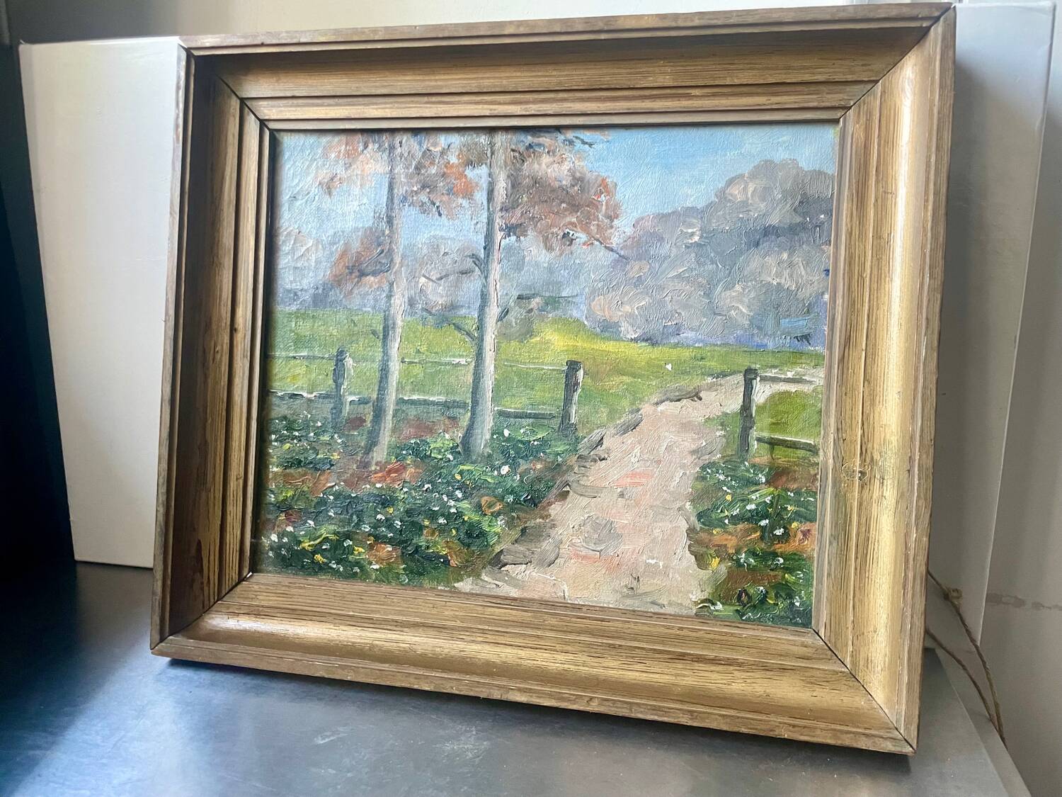 Vintage Landscape oil on canvas With Wooden frame
