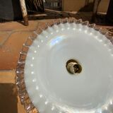 Vintage opaline suspension white wavy threads and gold socket retro firm style