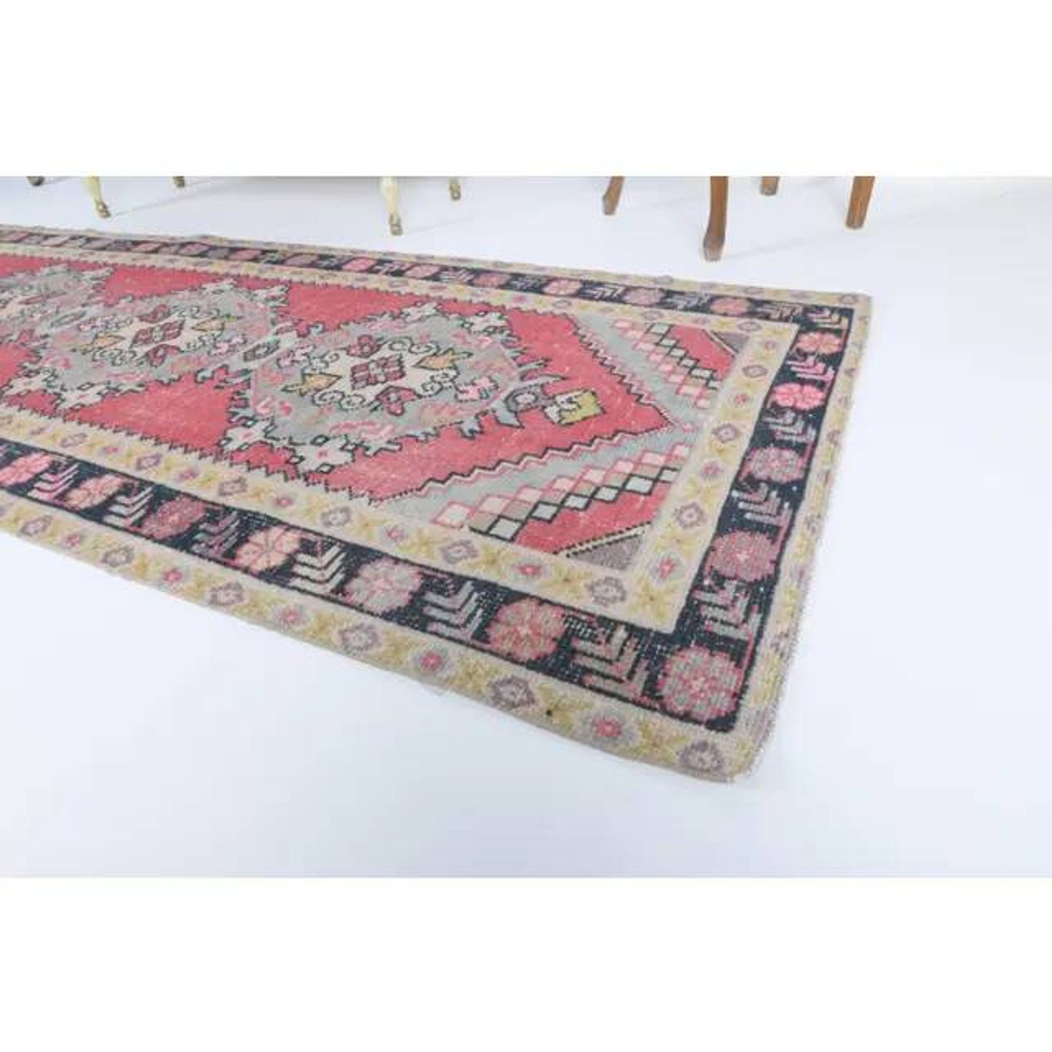 Tapis couloir turc noué à la main des années 1970 99x288