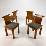 Set of 4 Italian Design Birchwood Dining Chairs, 1970s