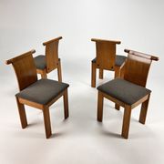 Set of 4 Italian Design Birchwood Dining Chairs, 1970s