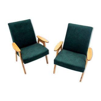 Two vintage green armchairs by Jaroslav Šmídek for Jitona, Czechoslovakia, 1960s