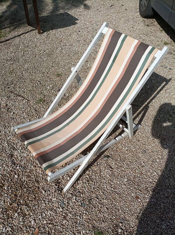 Folding chilean deckchair wood fabric garden lounge