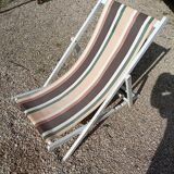 Folding chilean deckchair wood fabric garden lounge