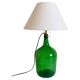 Mid-Century Green Glass Demijohn Table Lamp, Brass Fittings, Contemporary Shade