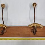 Wall coat rack, three metal and ceramic hooks in imitation of bamboo, 1900