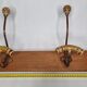 Wall coat rack, three metal and ceramic hooks in imitation of bamboo, 1900