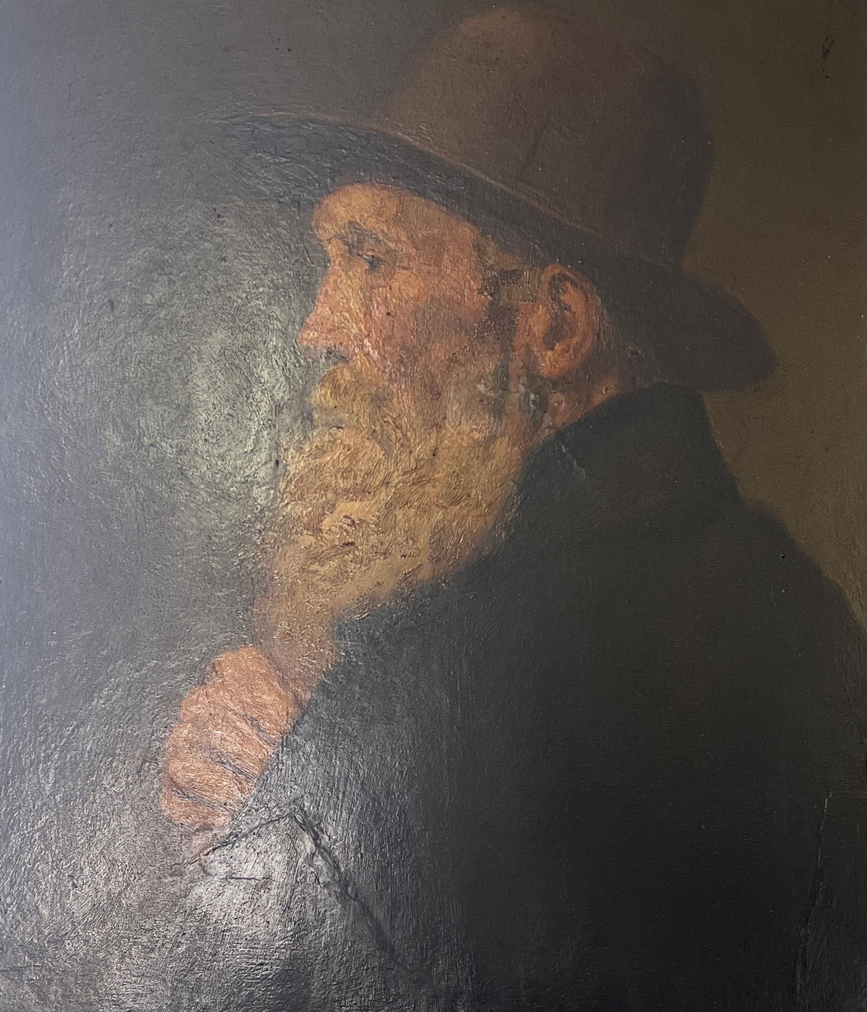 Portrait viellard - oil on panel
