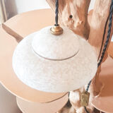White opaline glass Clichy lamp, vintage pendant light