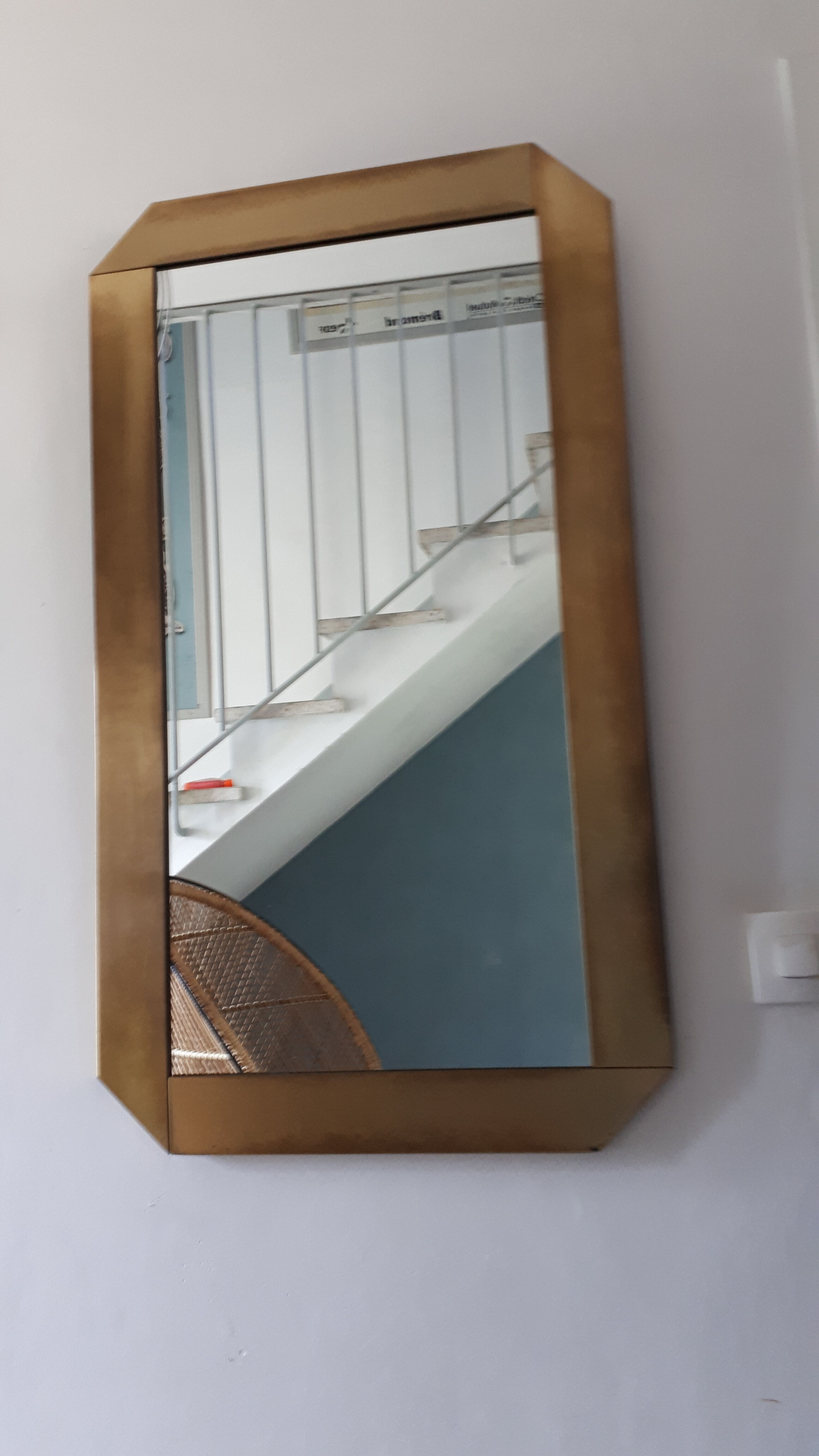 Gold metal mirror years 80 55x97cm