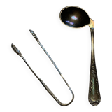 Set of a baby spoon and a sugar tongs