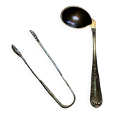 Set of a baby spoon and a sugar tongs