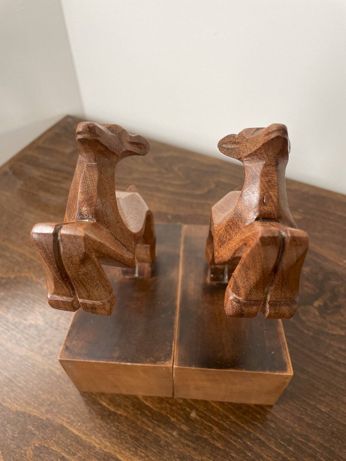 Wooden ibex bookends