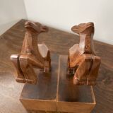 Serre-livres bouquetins en bois