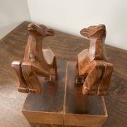 Wooden ibex bookends