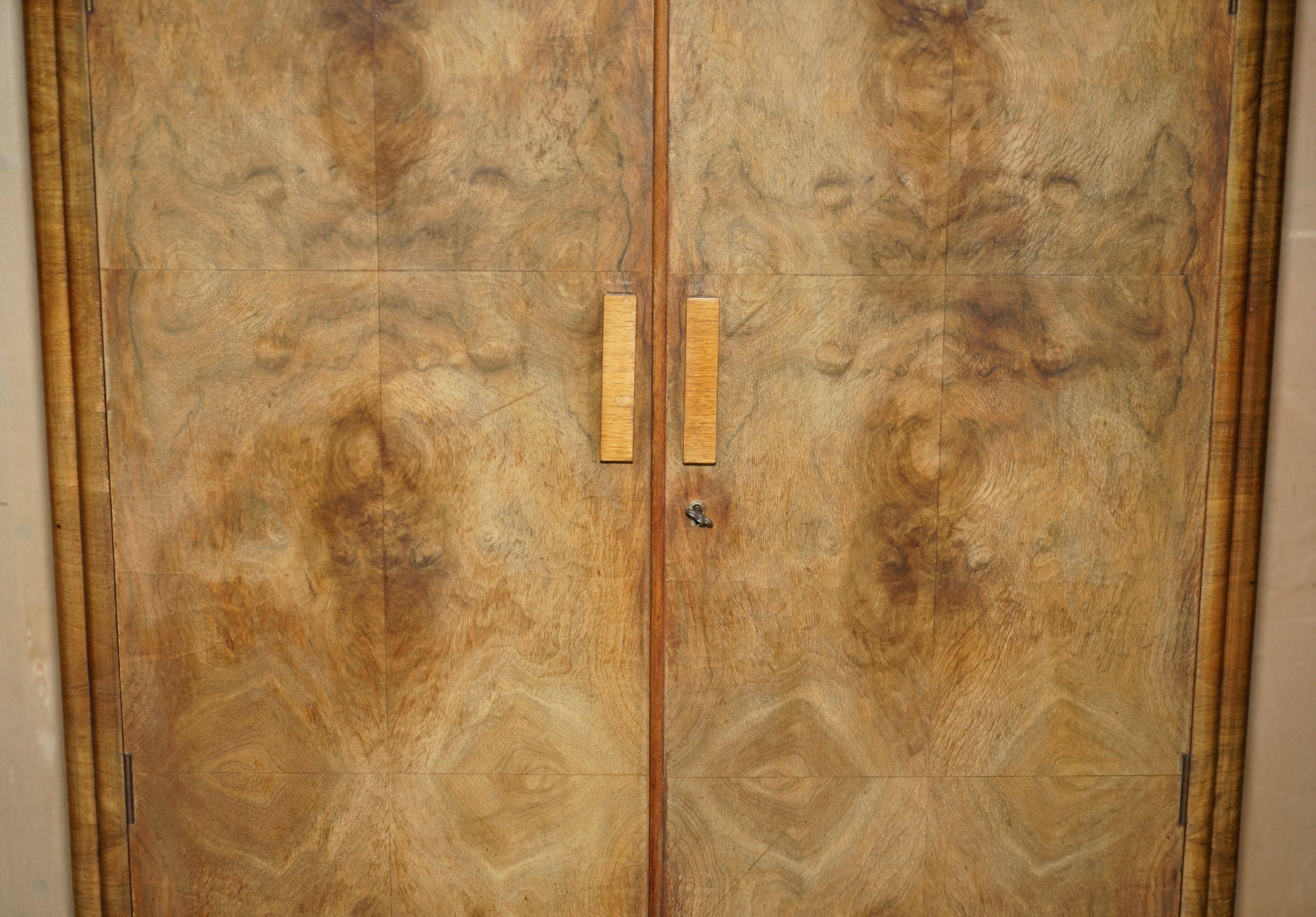 Small Art Deco wardrobe in satin walnut, circa 1930.