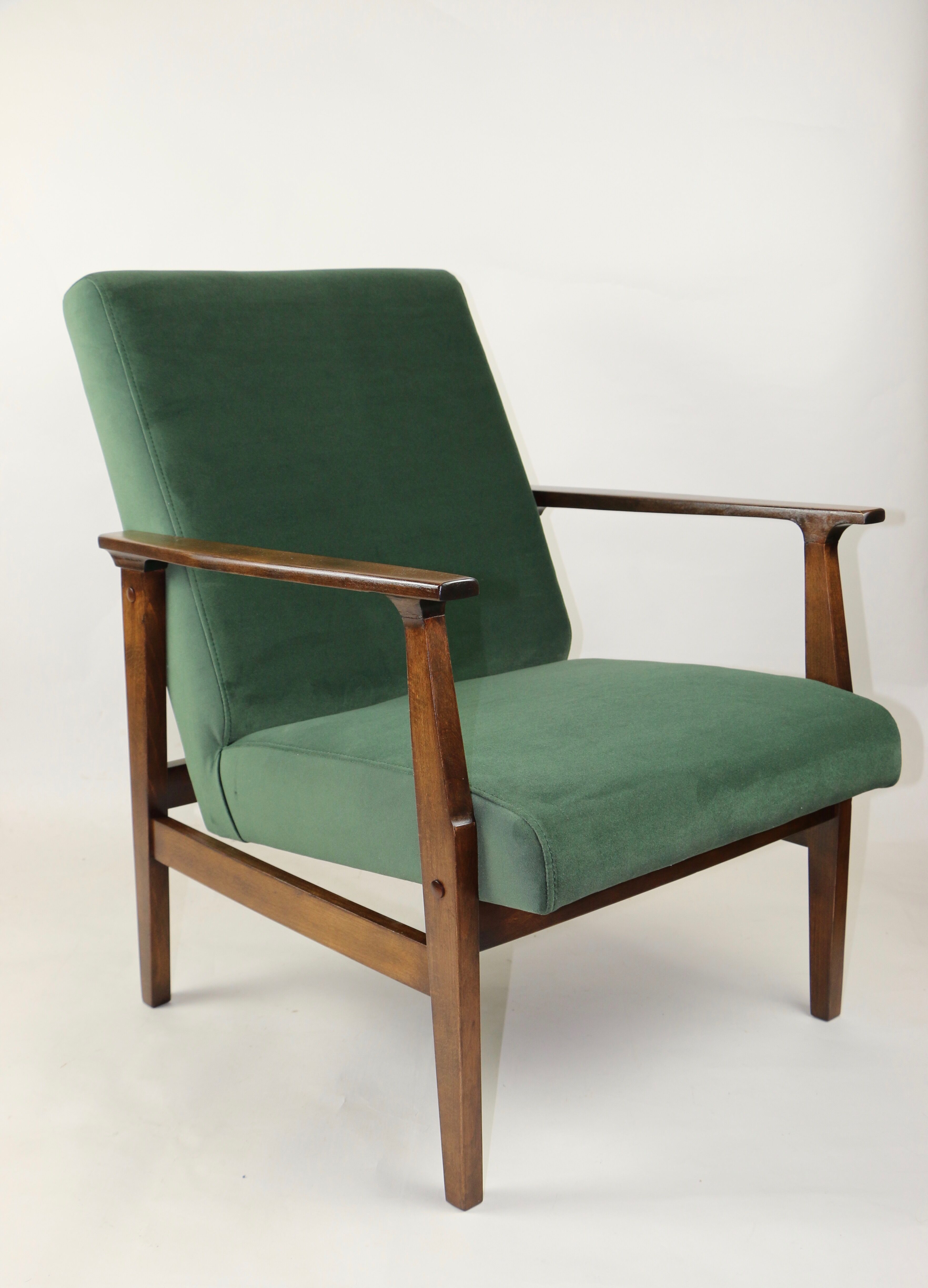 Fauteuil en velours vert vintage, années 1970